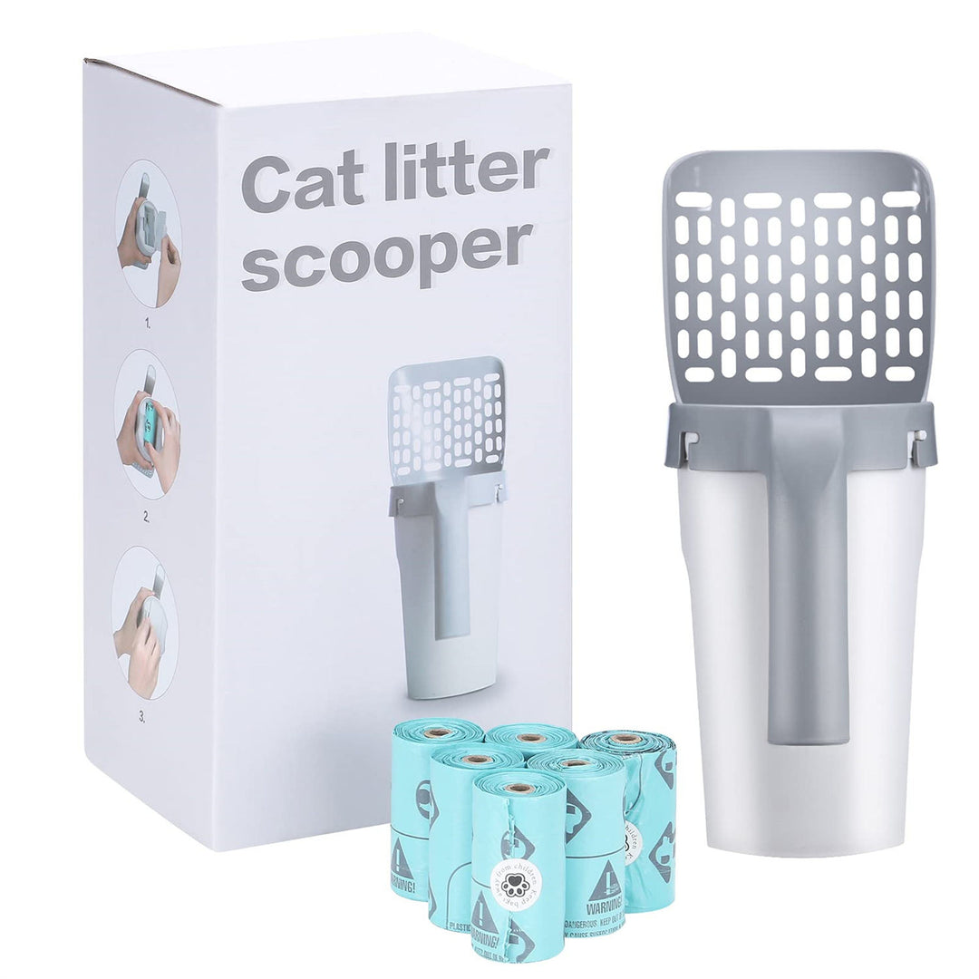 Premium Cat Litter Scoop with Holder,Mess-Free Cat Litter Shovel, with Waste Container